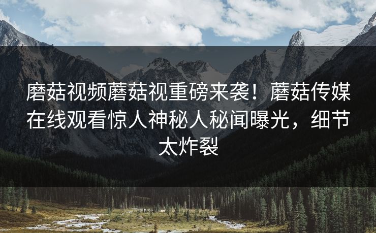 磨菇视频蘑菇视重磅来袭！蘑菇传媒在线观看惊人神秘人秘闻曝光，细节太炸裂